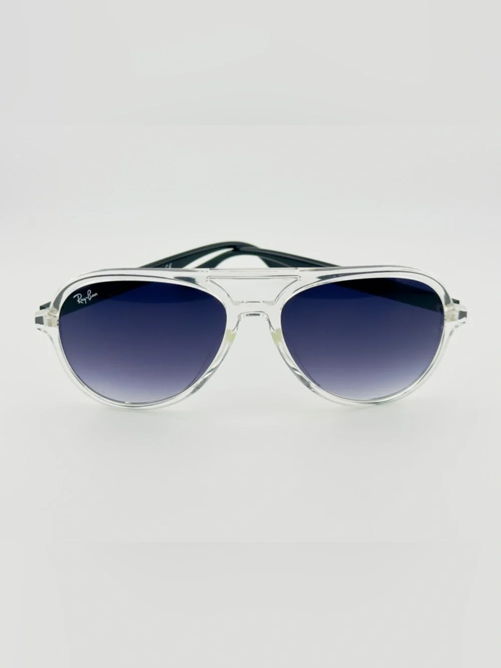 Ray-Ban Aviator Sunglasses RB4376 Transparent Frame with Gradient Dark Gray Lens - Picture 11 of 16